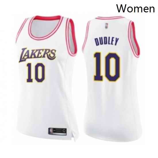 Womens Los Angeles Lakers 10 Jared Dudley Swingman White Pink Fashion Basketball Jersey
